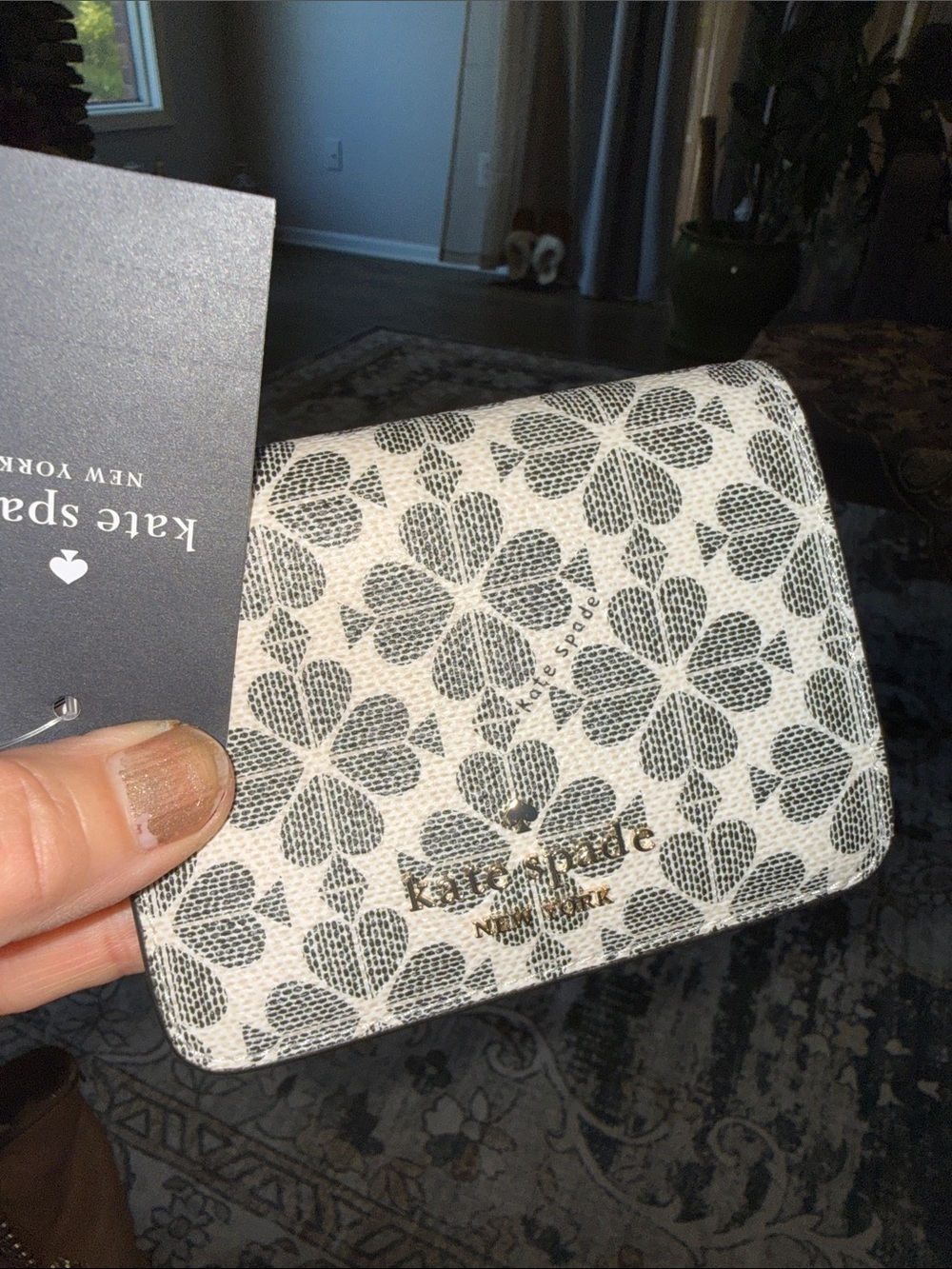 kate spade Cream & Gray Floral Compact Fold Wallet